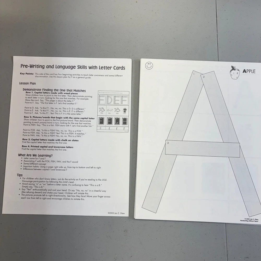 Handwriting Without Tears HWT Capital Letter Cards Activities For Wood Pieces